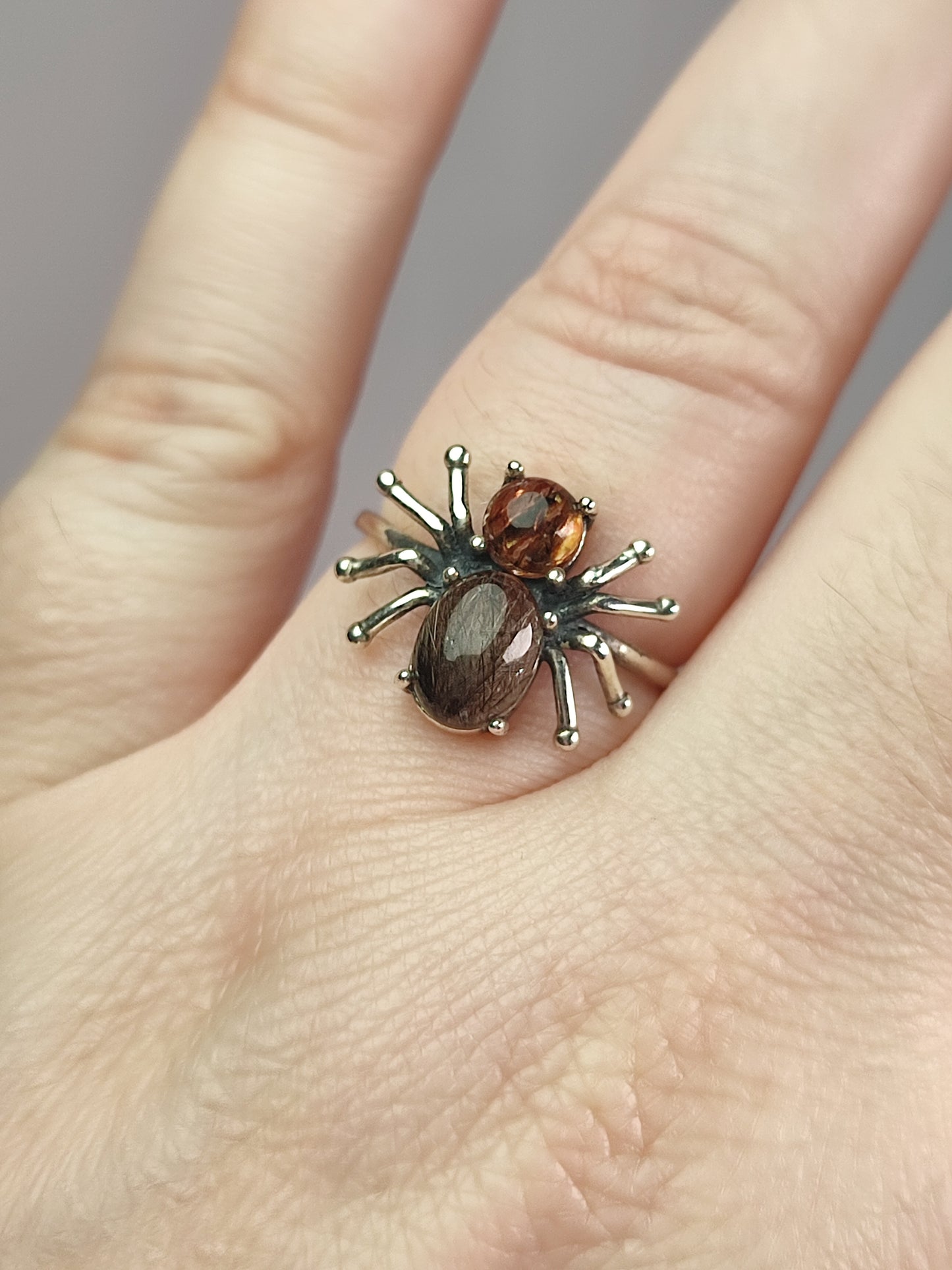 Anillo plata de ley 925 con cuarzo rutilo cobre n° 46