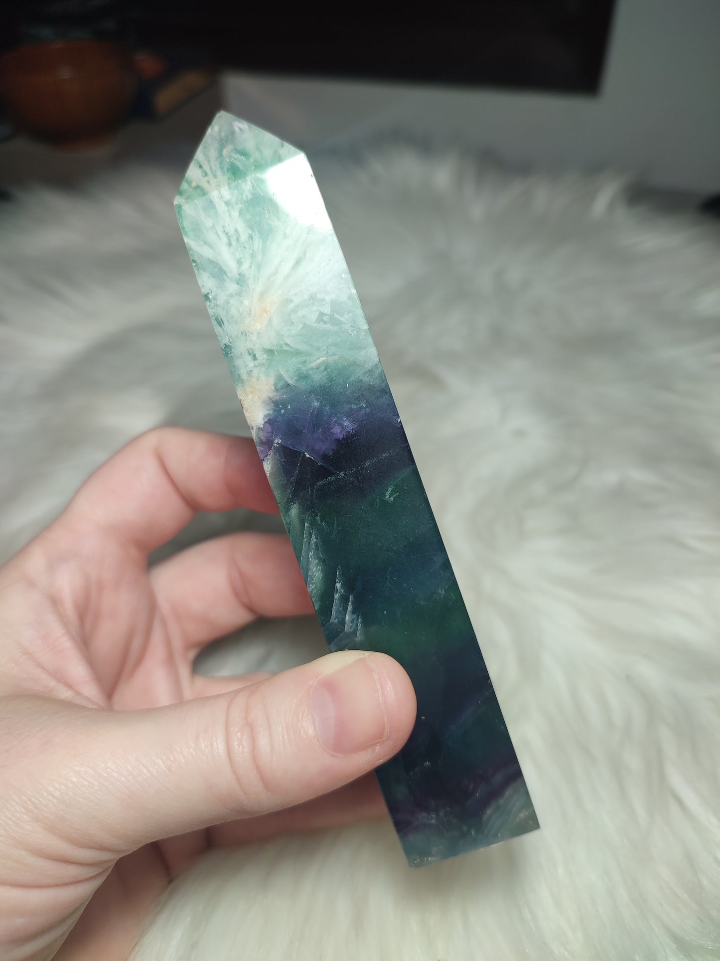 Gran Punta fluorita snowflake  309 gramos