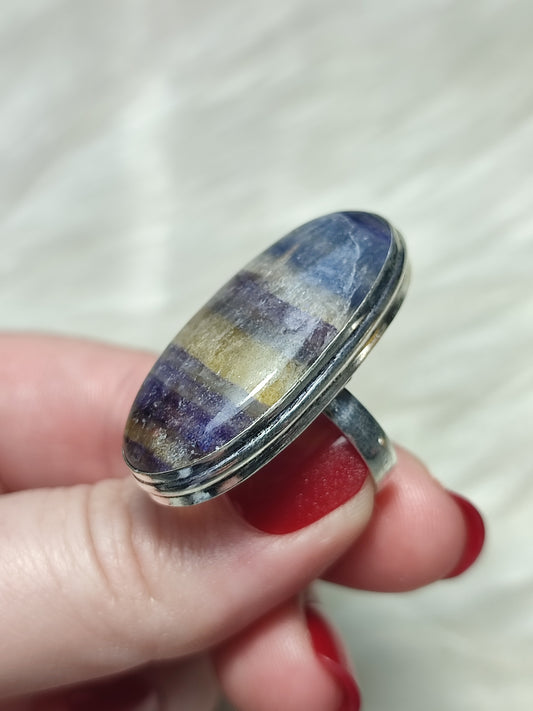 Anillo baño de plata con flúorita ref.116
