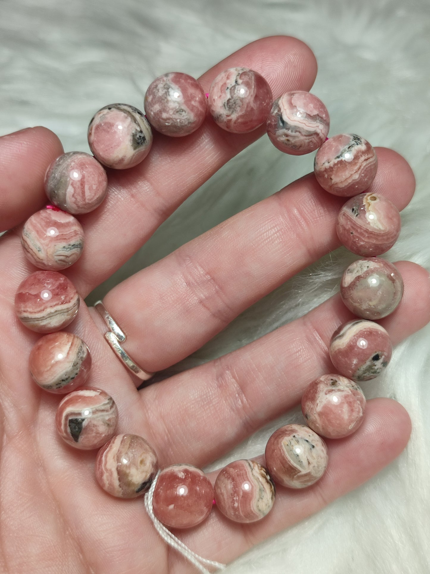 Pulsera unica esferas de rodocrosita extra 11 mm