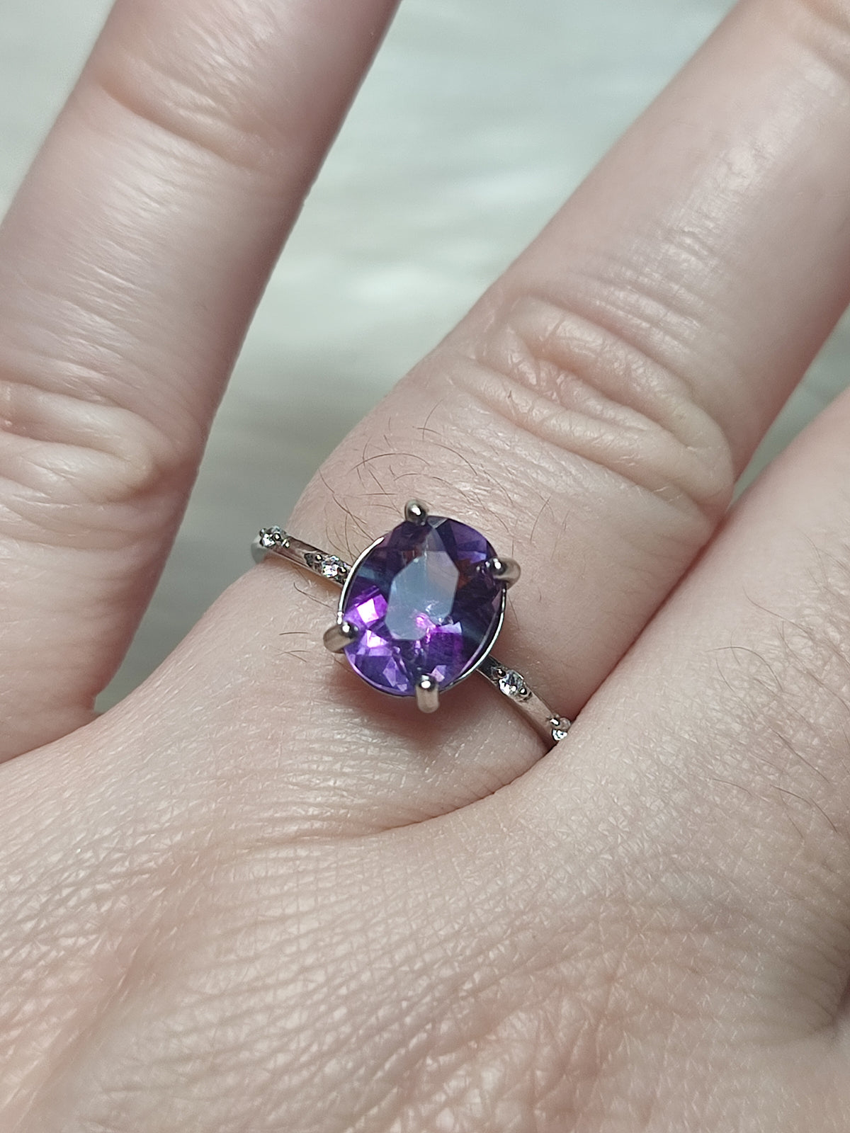 Anillo plata 925 con fluorita - ajustable número 1