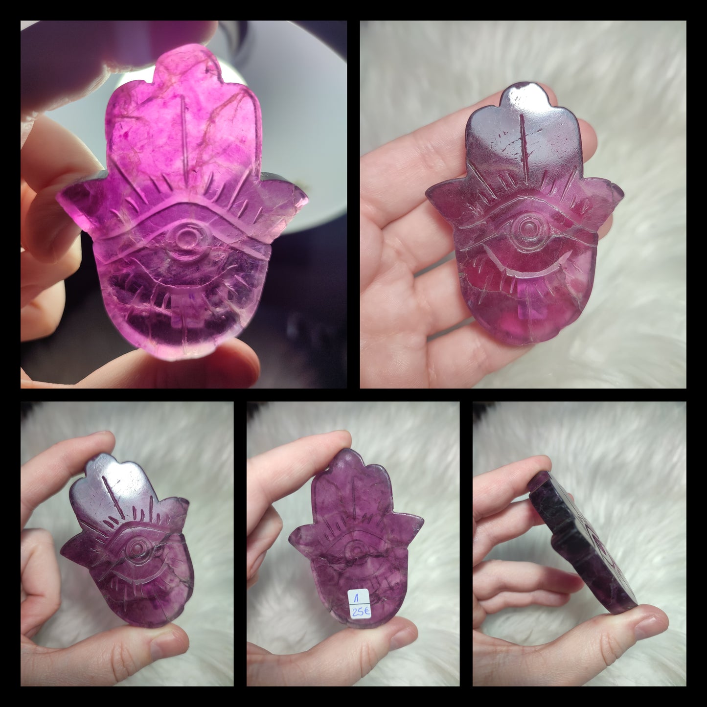 Hamsa o mano de Fátima de flúorita