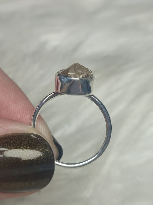 Anillo plata de ley 925 con herkimer - 18 mm diámetro