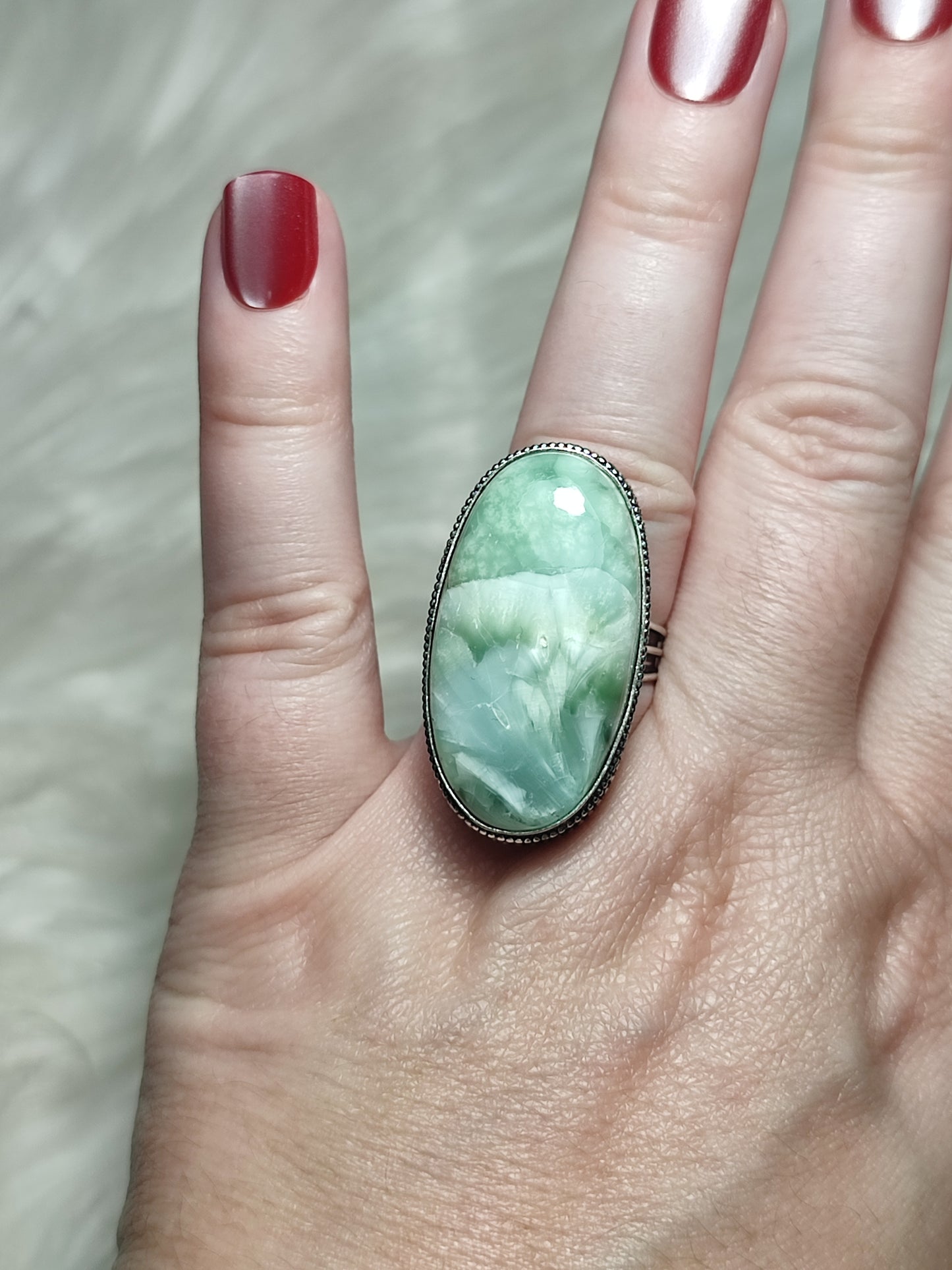 Anillo baño de plata con hemimorfita - ref.138