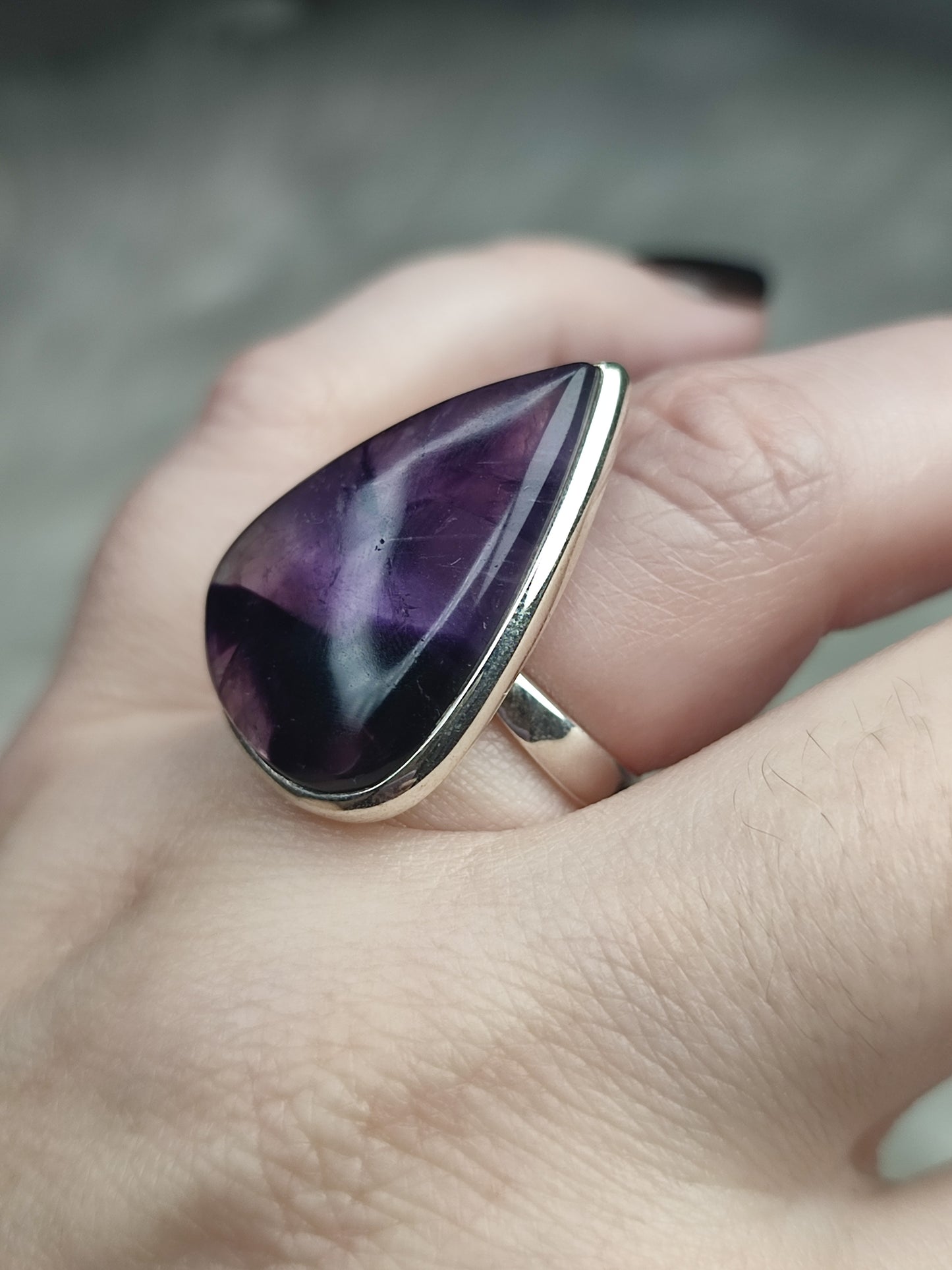 Anillo plata 925 con amatista trapiche - ajustable n° 30