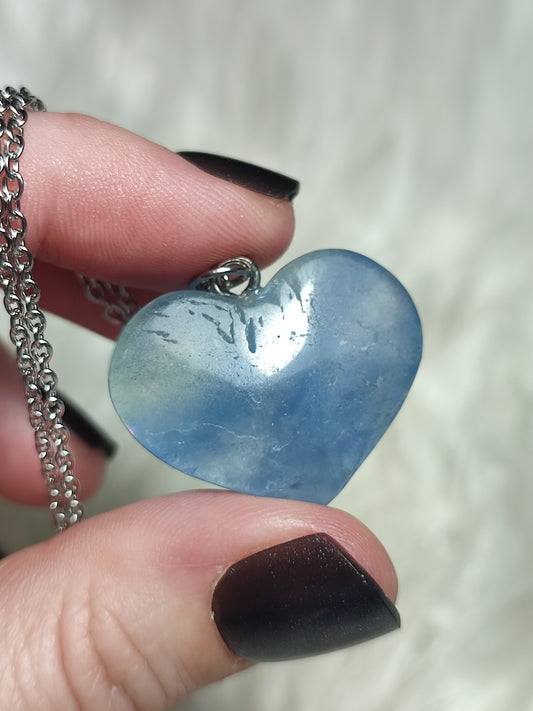 Collar fluorita azul - corazón 101