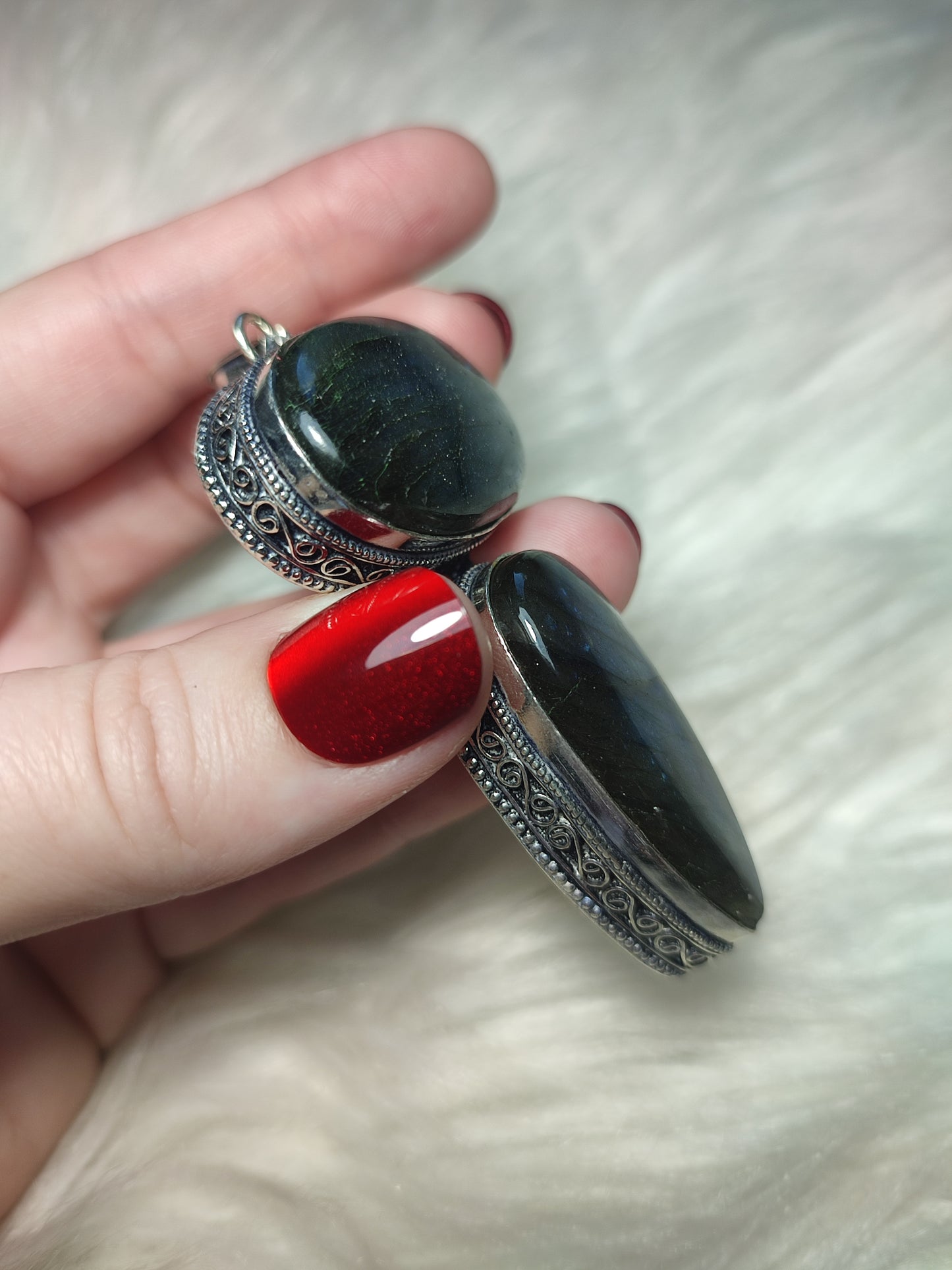 Colgante baño plata y Labradorita doble flash n° 62