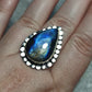 Anillo baño de plata con labradorita n°3