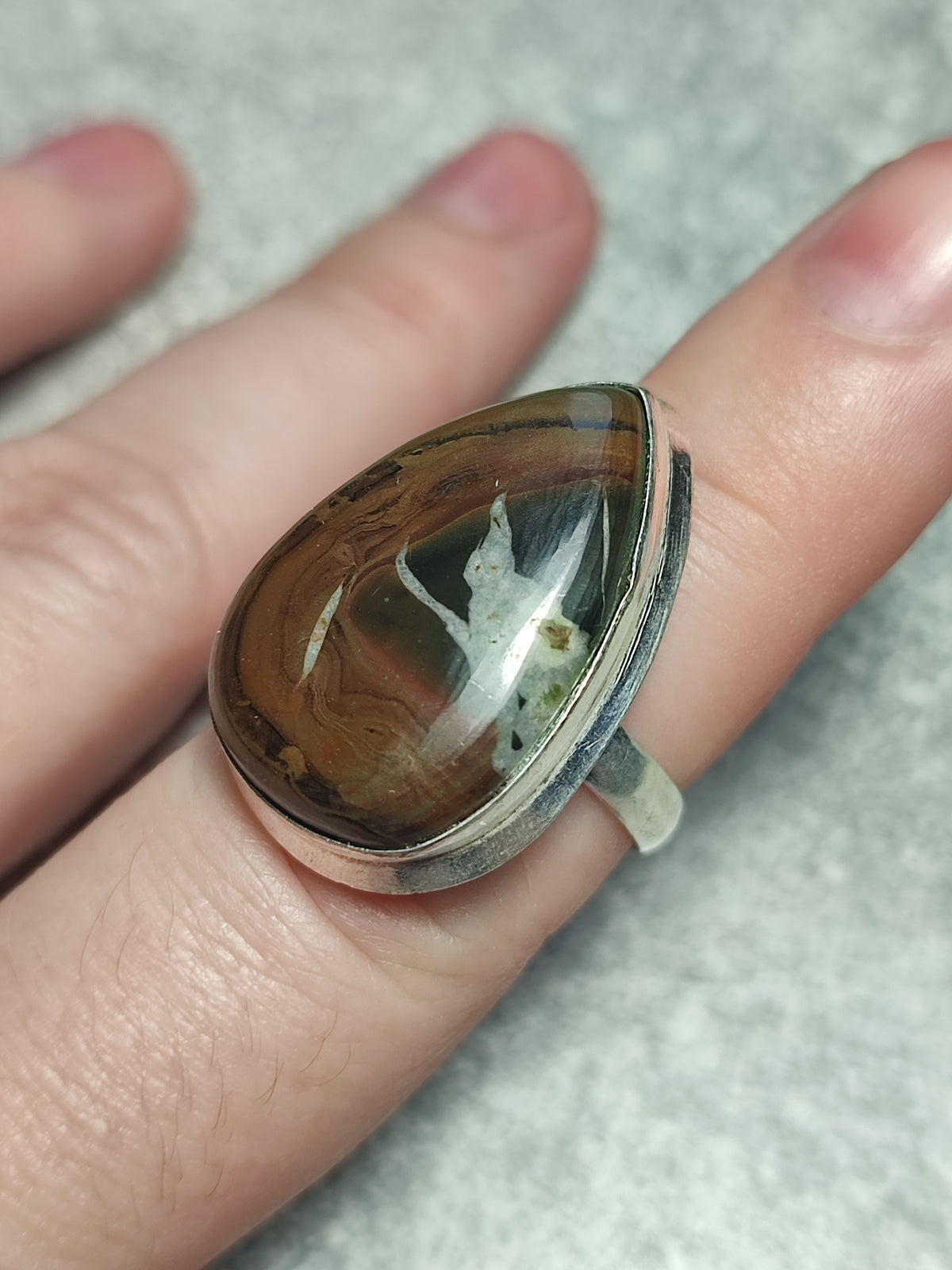 Anillo baño de plata con septaria n°5