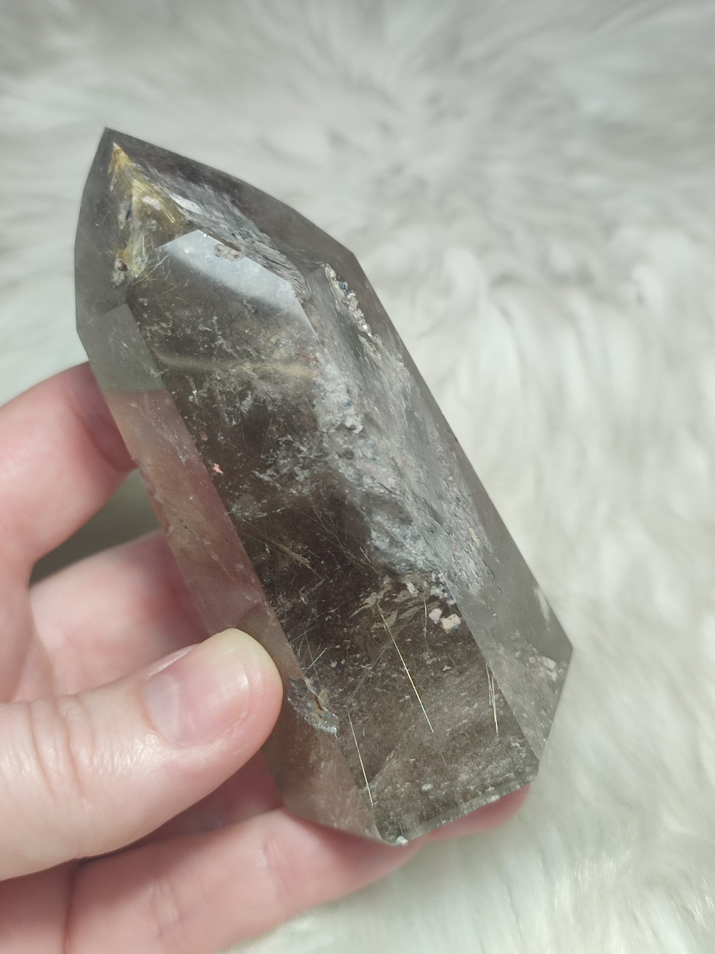 Punta cuarzo jardín y rutilo n°90