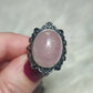Anillo bisutería con cuarzo rosa - Ajustable  17 a 19 mm