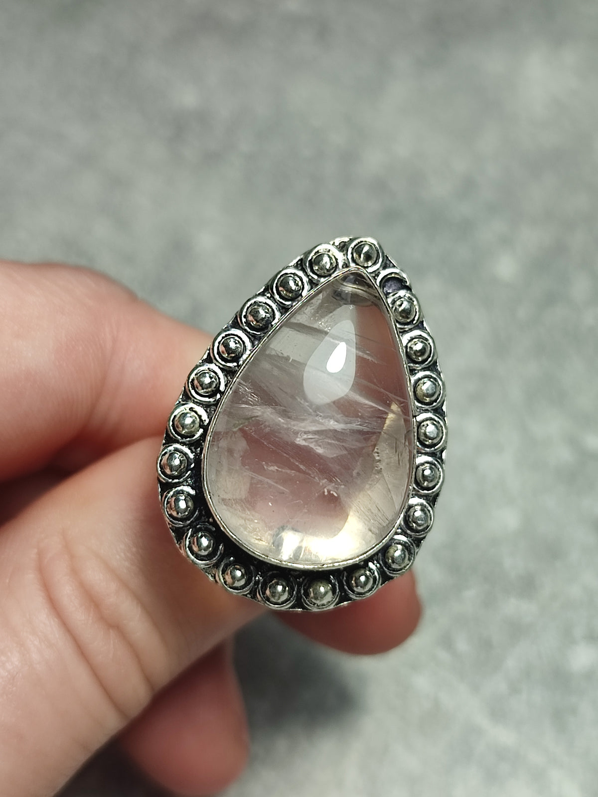 Anillo baño de plata con cuarzo rosa extra n°4