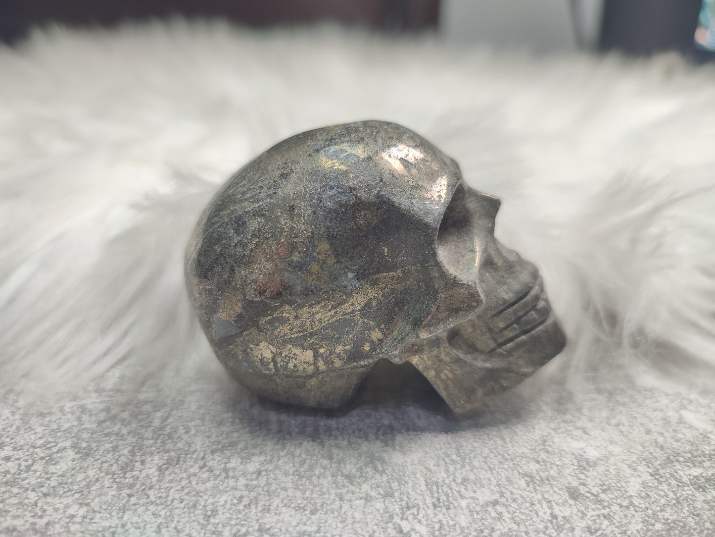 Calavera tallada en Pirita n°2 - 250 gramos aprox