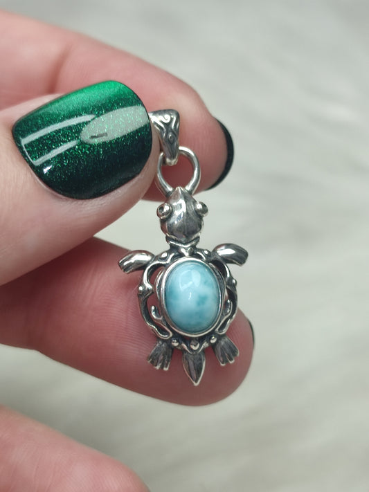 Colgante plata 925 con larimar - tortuga 48