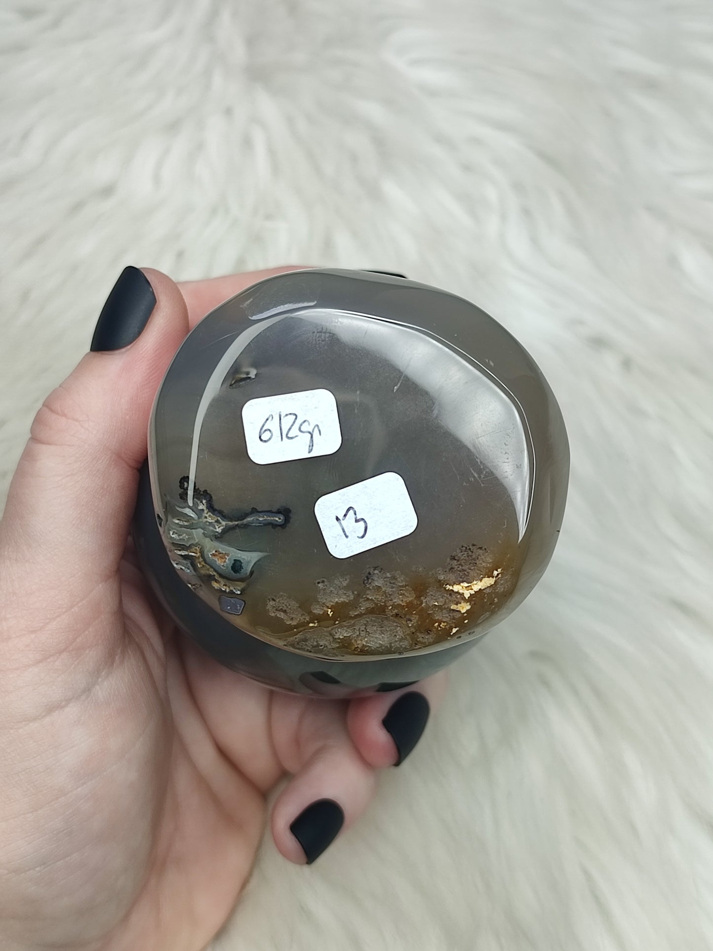 Esfera con peana de ágata cristalizada - 612 gramos