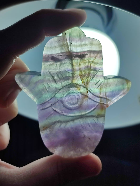 Hamsa o mano de Fátima de flúorita
