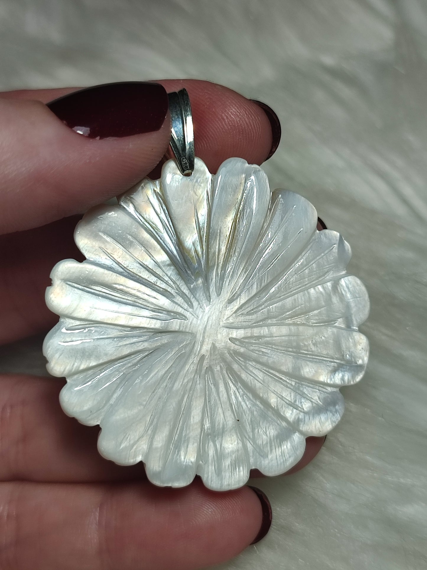 Colgante plata de ley 925 con flor de nácar n° 37