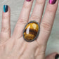 Anillo baño de plata con ojo de tigre N°12