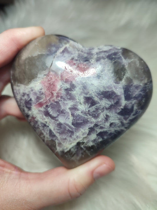 Gran corazón piedra unicornio 416 gramos con turmalina azul 💙