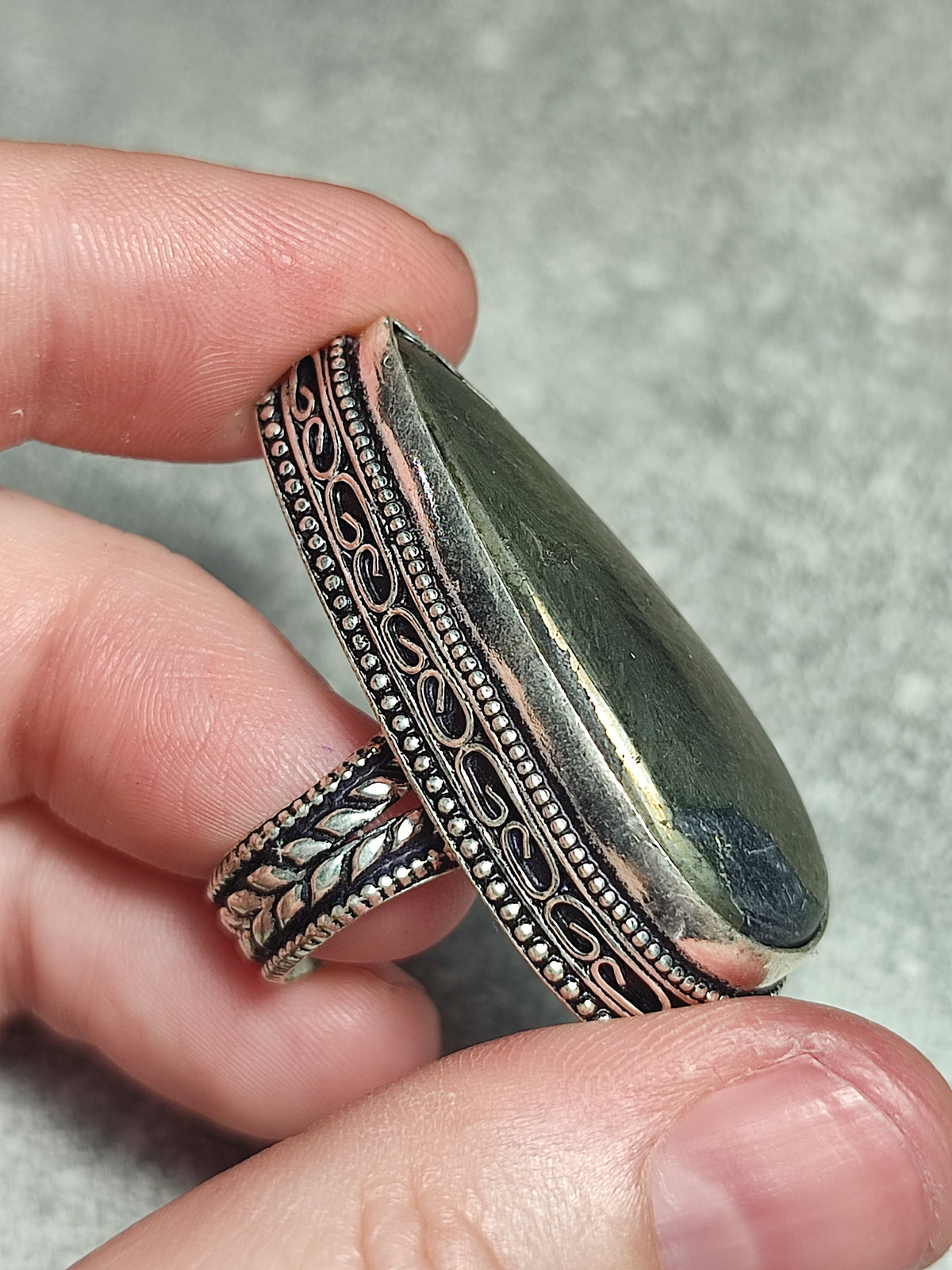 Anillo baño de plata con pirita apache  n°6