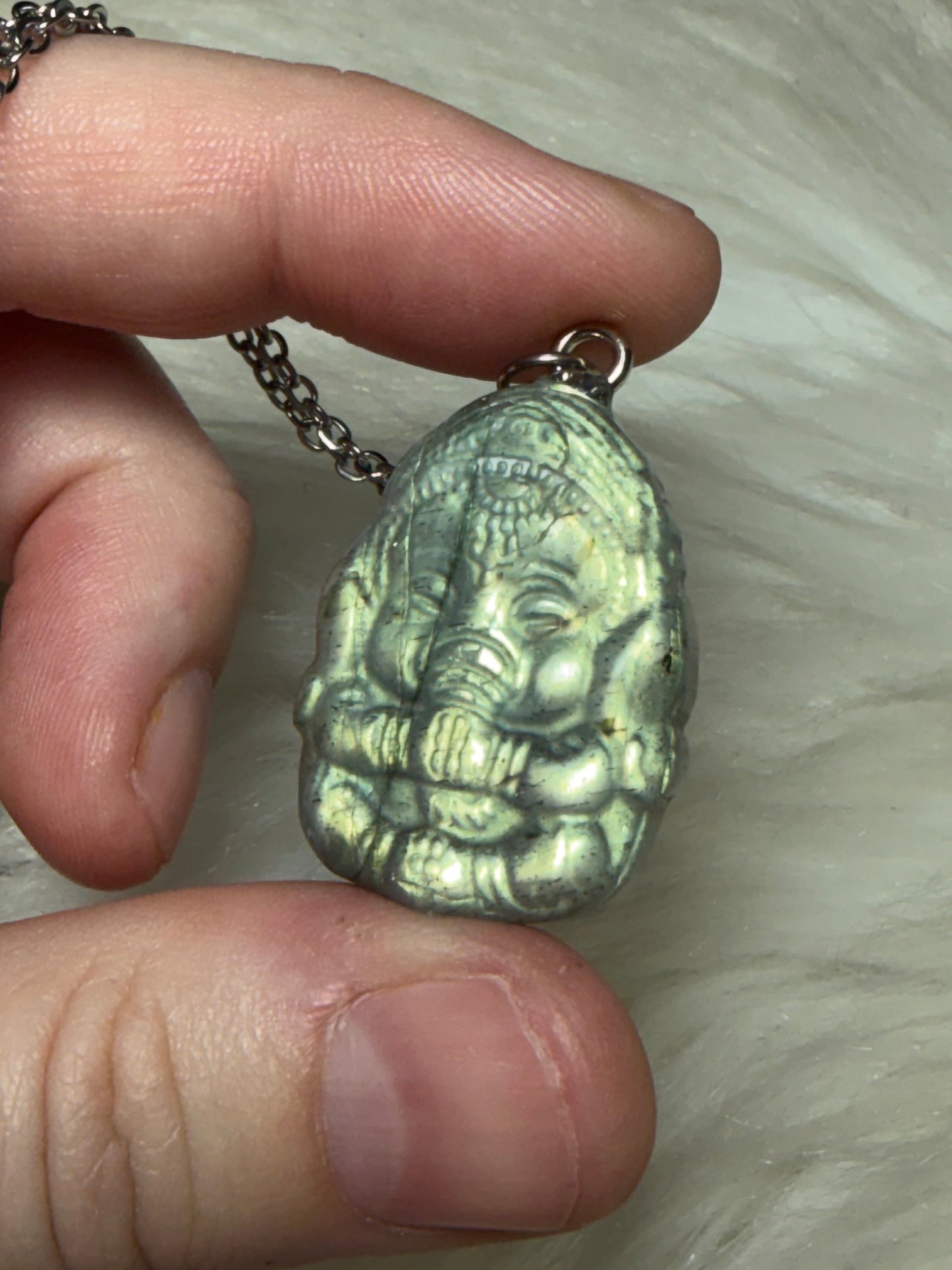 Collar Labradorita Ganesha - Mini Ganesh n°268