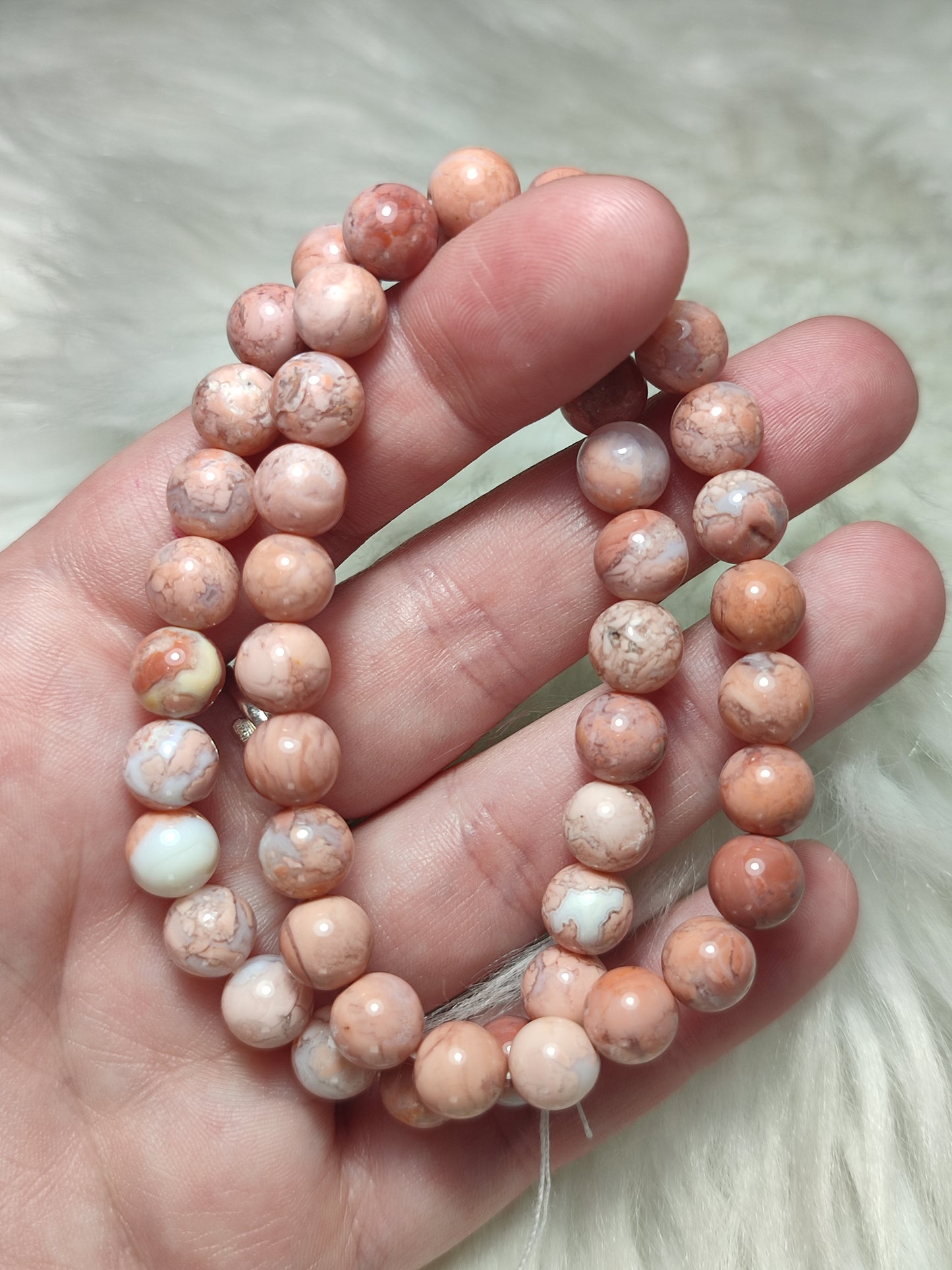 Pulsera elástica esferas de ágata rosa extra 8 mm