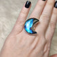 Anillo luna baño de plata con labradorita - Ajustable 206