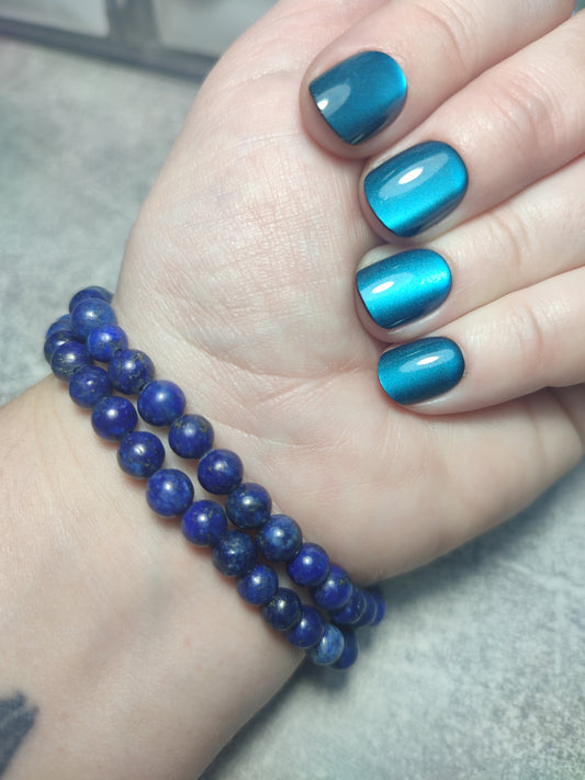 Pulsera elástica bolas 6 mm - lapislázuli