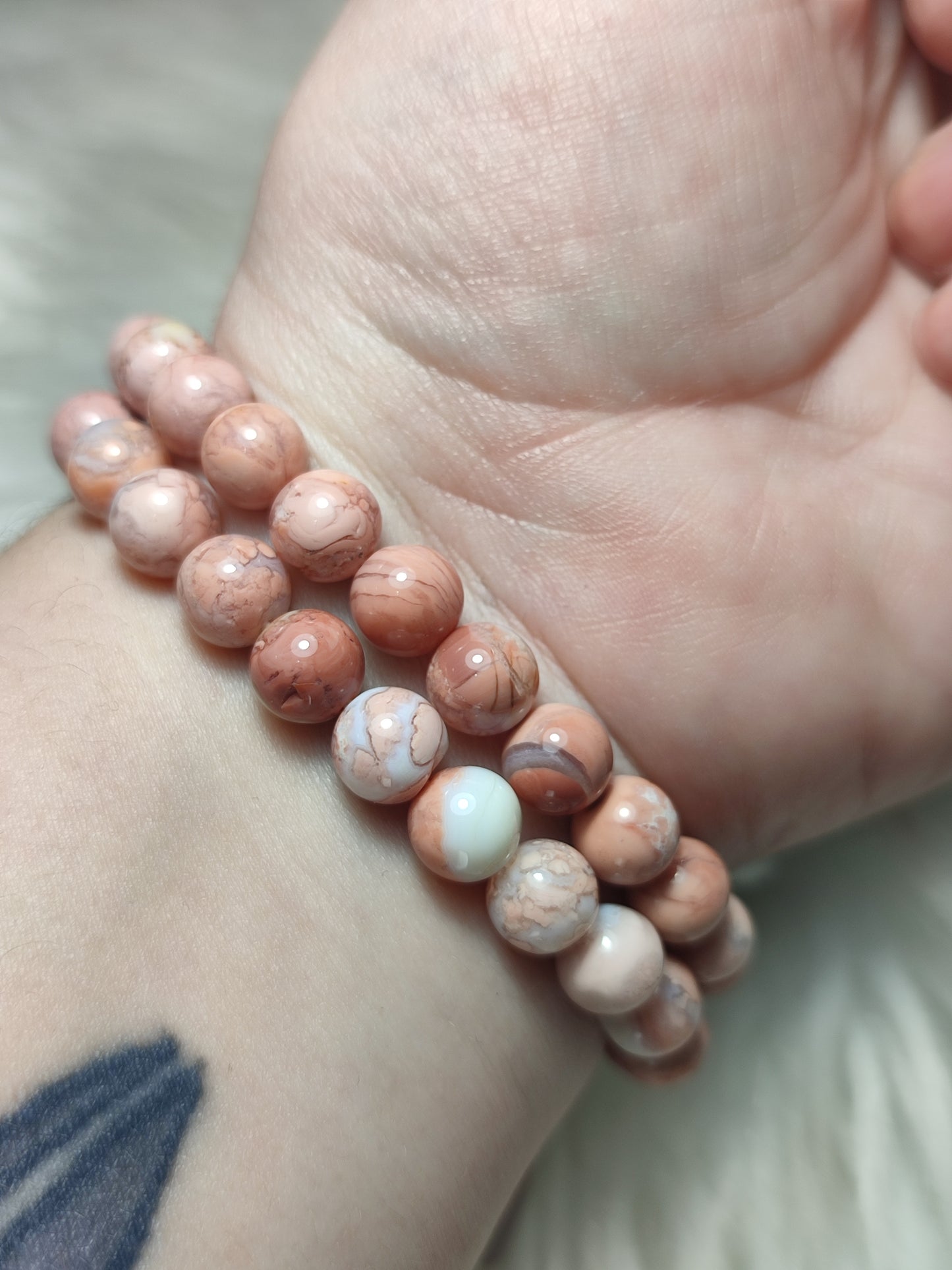 Pulsera elástica esferas de ágata rosa extra 8 mm