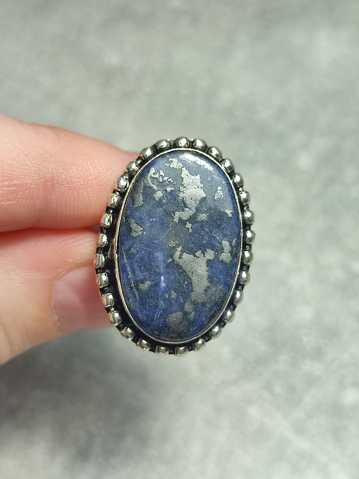 Anillo baño de plata con sodalita n°1