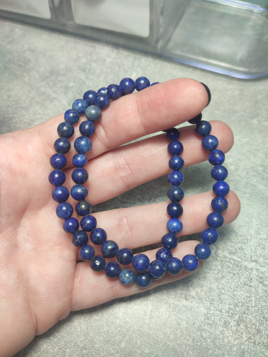 Pulsera elástica bolas 6 mm - lapislázuli