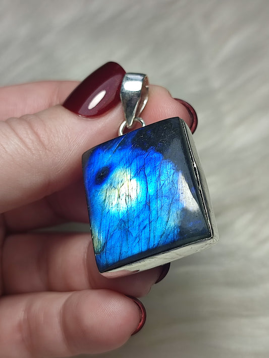 Colgante baño de plata con labradorita flash - N° 65