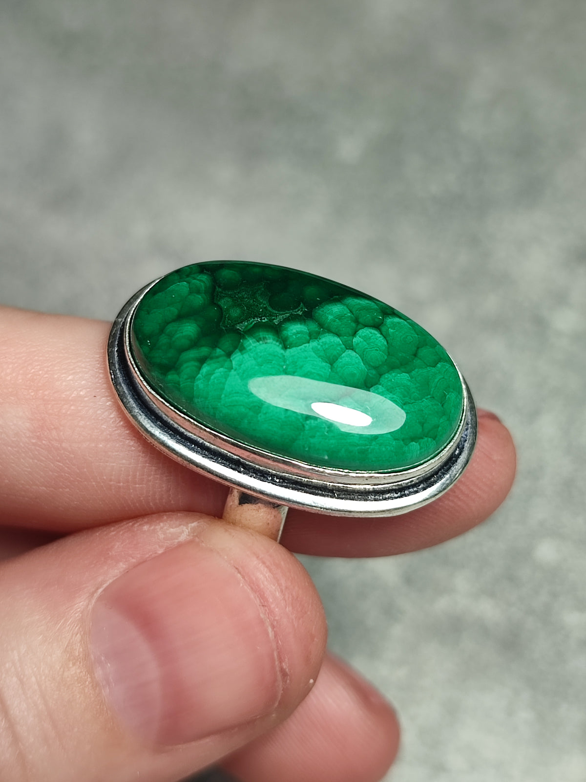 Anillo baño de plata con malaquita ref.18
