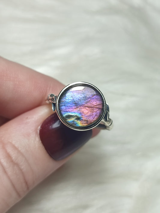 Anillo plata 925 con labradorita Espectrolita - ajustable número 2