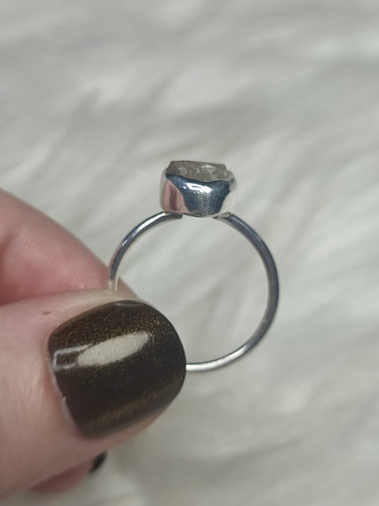 Anillo plata de ley 925 con herkimer - 19 mm diámetro