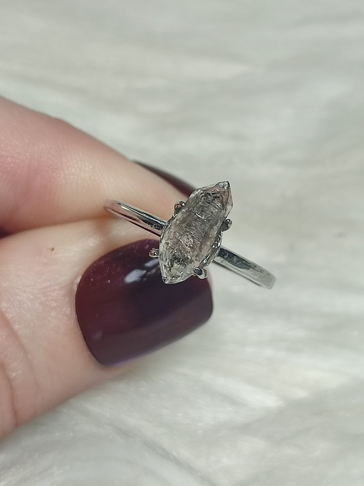 Anillo plata 925 con herkimer - ajustable número 1
