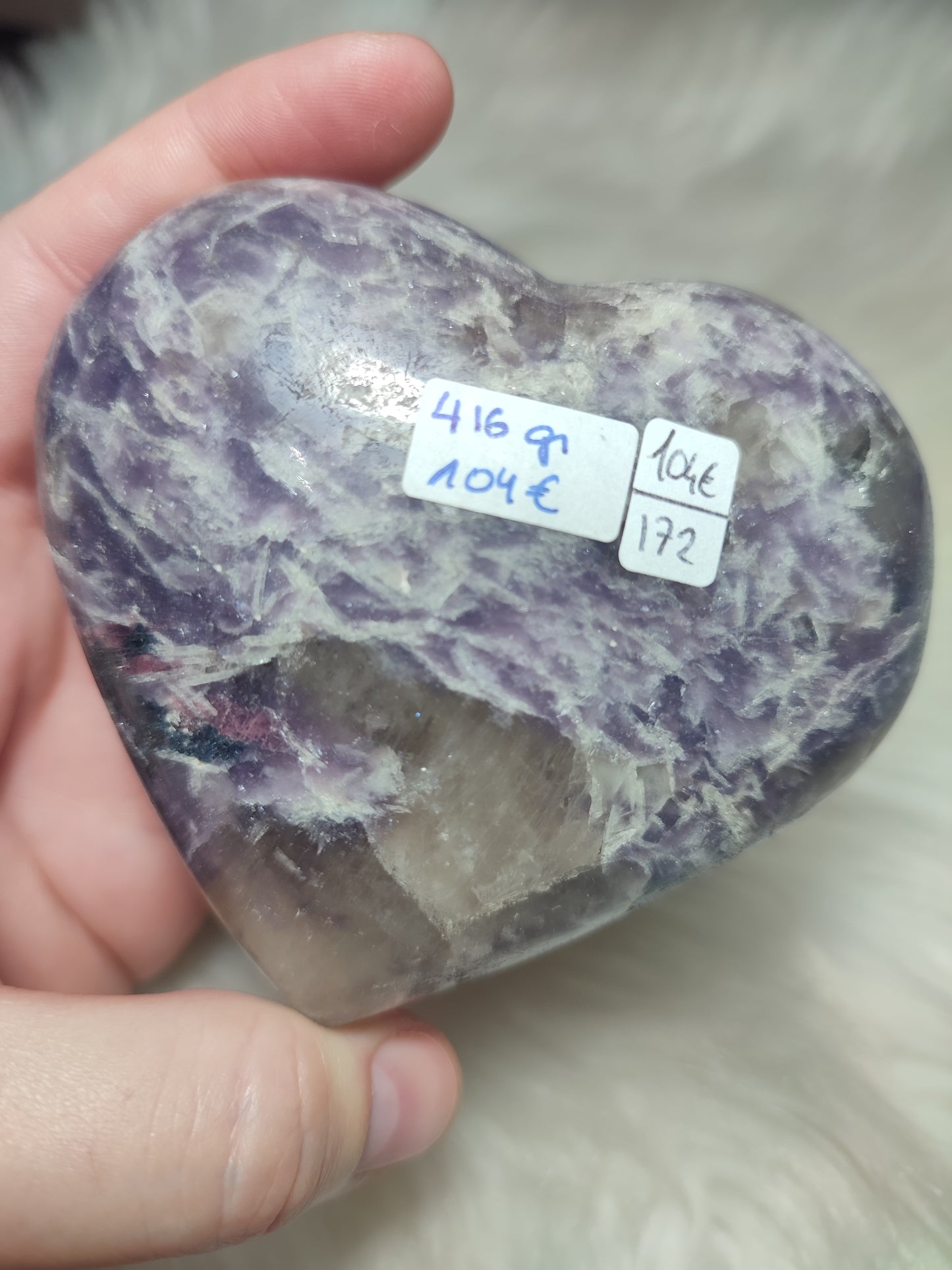 Gran corazón piedra unicornio 416 gramos con turmalina azul 💙