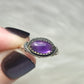Anillo plata de ley 925 con amatista de 18 mm diámetro - n°59