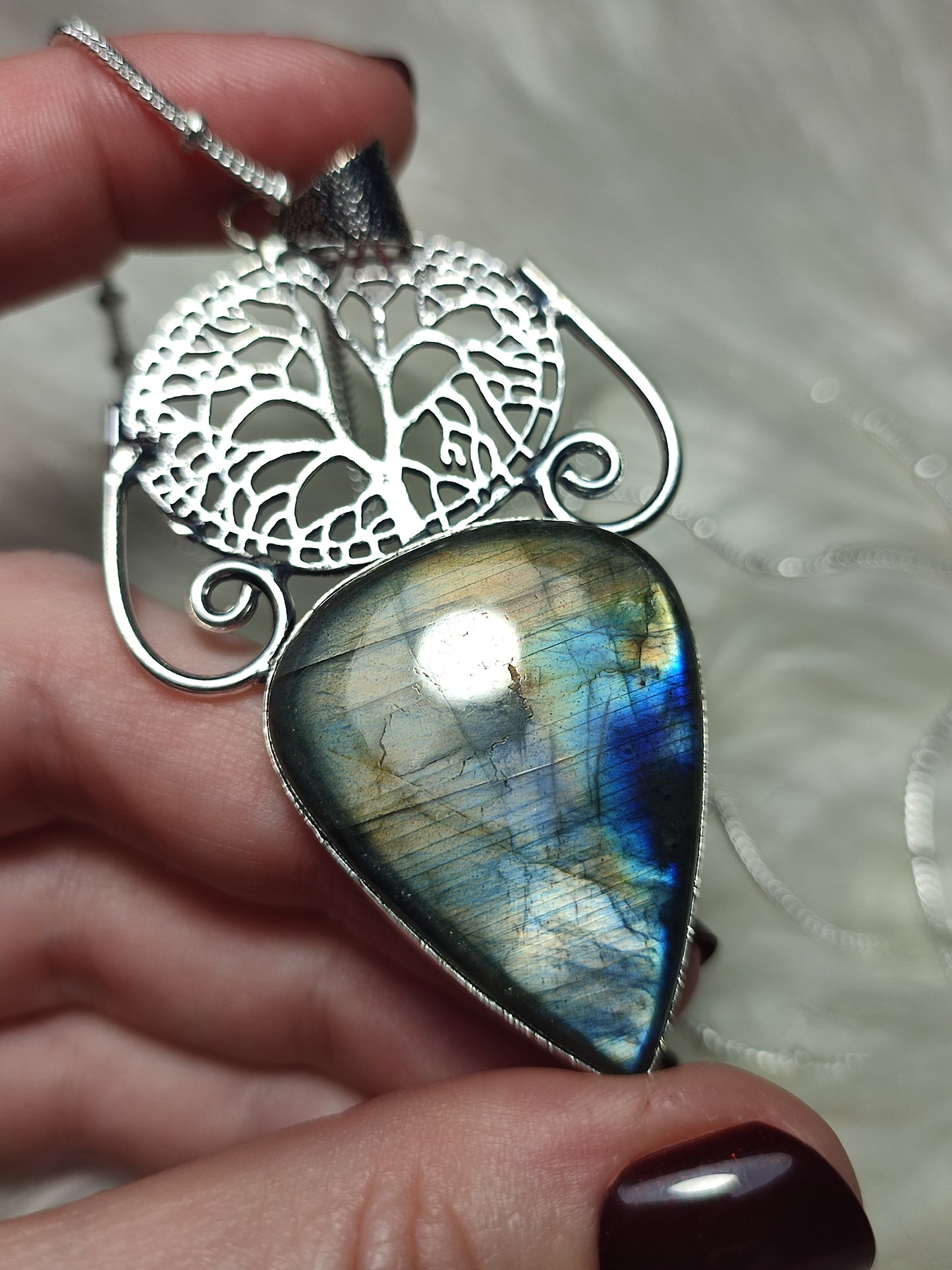 Collar baño plata con labradorita n°26