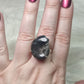 Anillo baño de plata con amonite fosil N°1