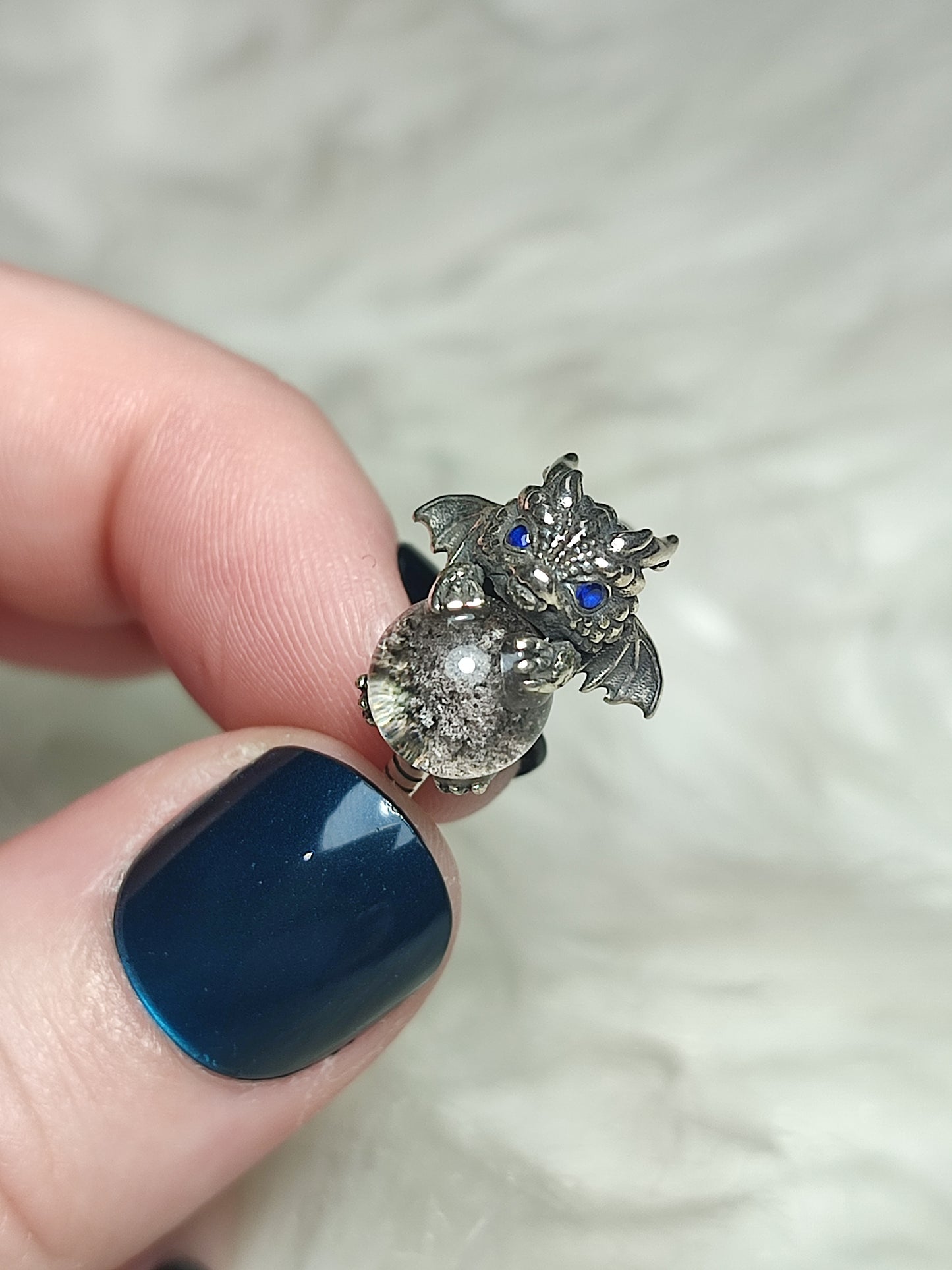 Anillo plata 925 con cuarzo jardín dragón - ajustable n° 37