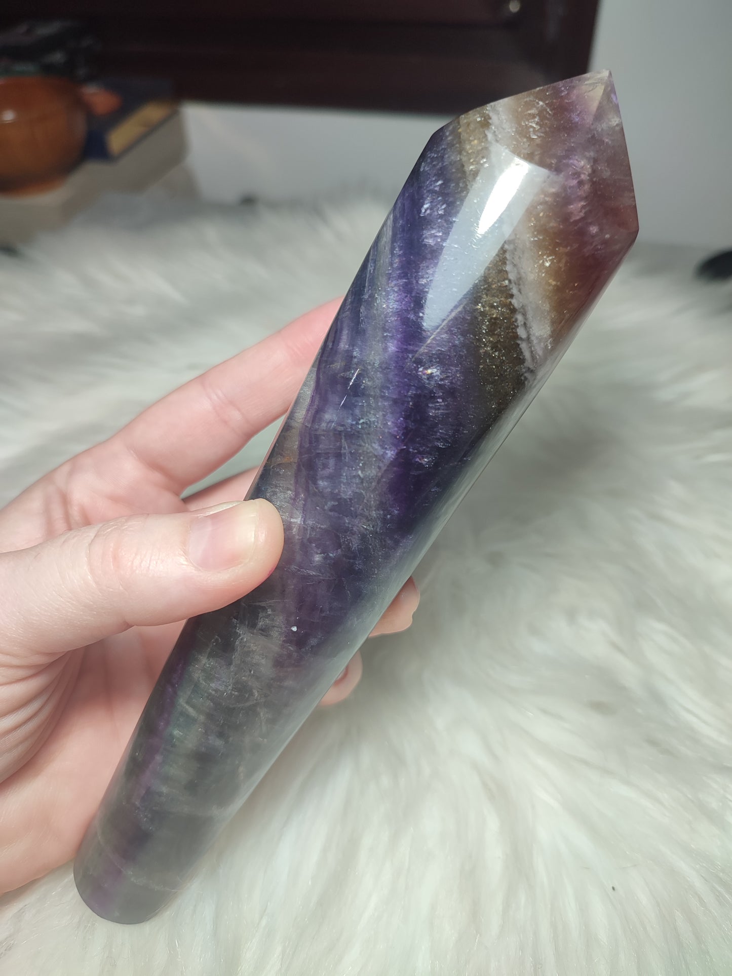 Gran cetro fluorita multicolor con mica 579 gramos