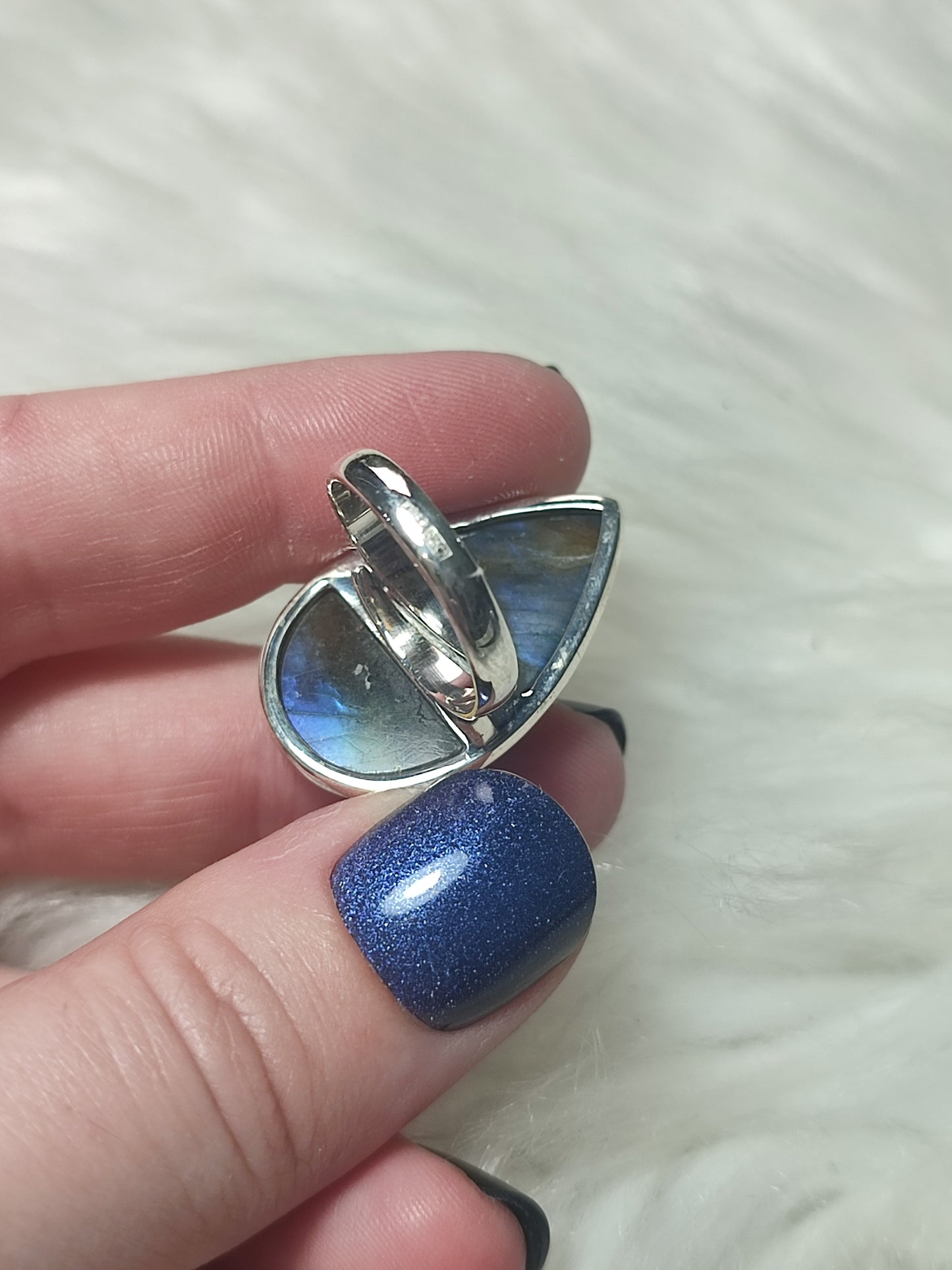 Anillo plata 925 con labradorita - ajustable n° 44