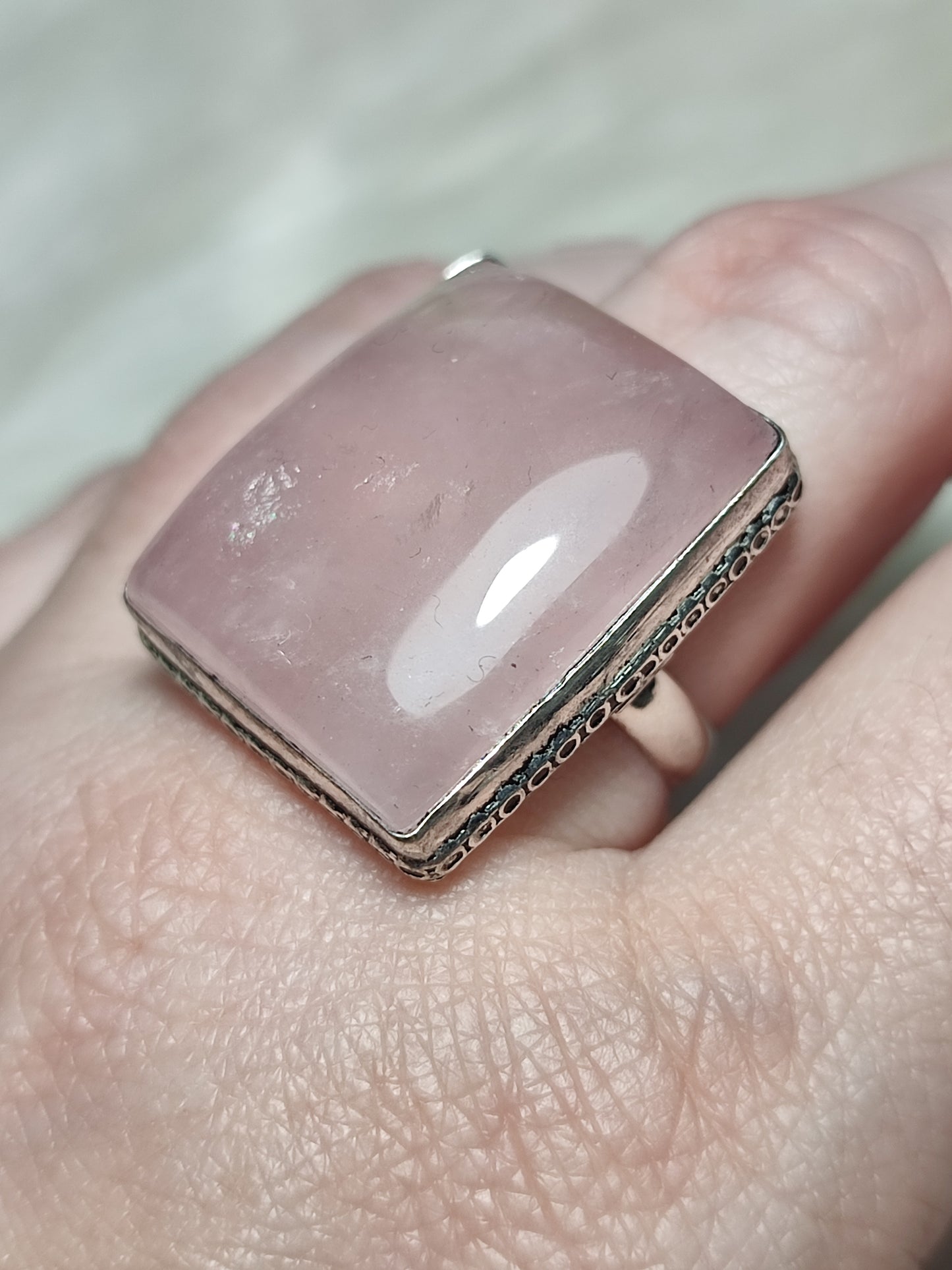 Anillo baño de plata con cuarzo rosa - ref.61