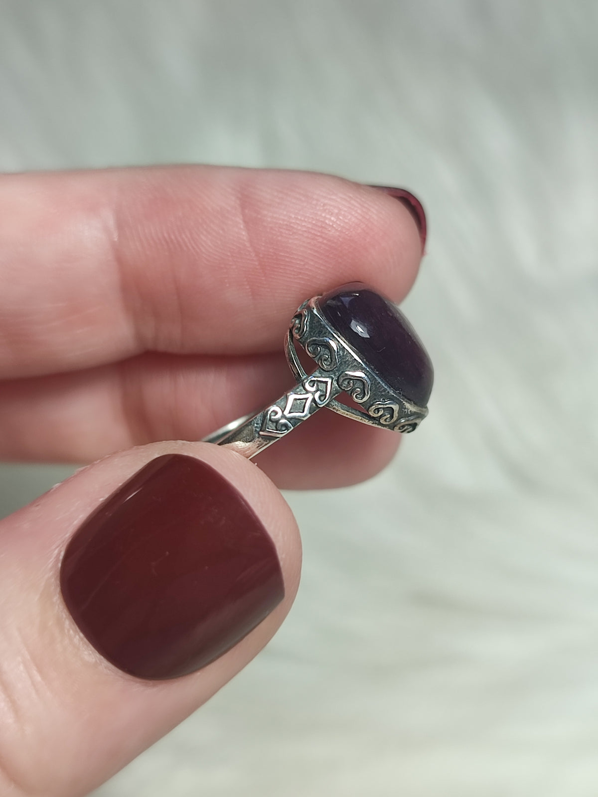 Anillo plata 925 con mica morada - ajustable n° 1