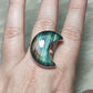 Anillo luna baño de plata con labradorita - Ajustable 501
