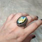 Anillo baño de plata con labradorita flash n° 33