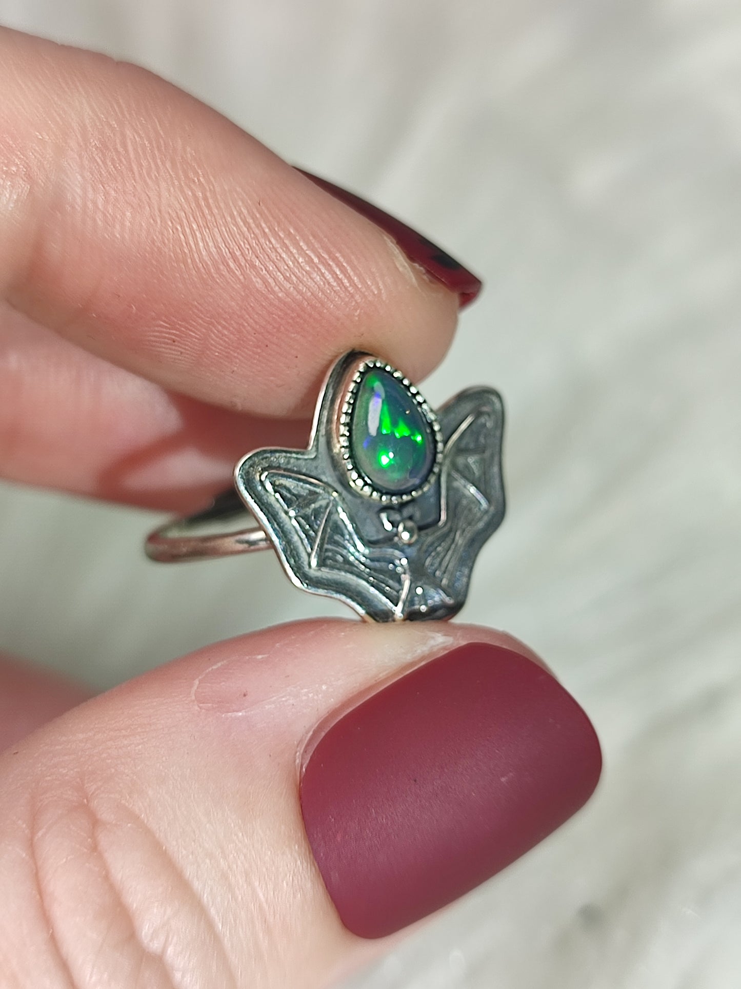 Anillo plata de ley 925 con ópalo negro n° 48