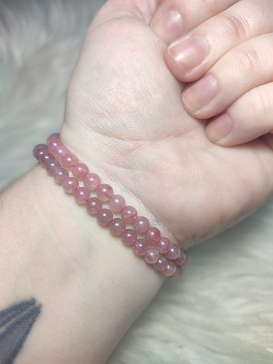 Pulsera elástica esferas de cuarzo rosa lavanda 5 mm