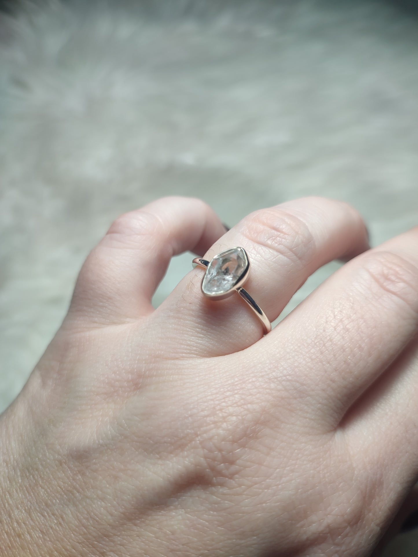 Anillo plata 925 con Diamante Herkimer Ajustable - VIDEO